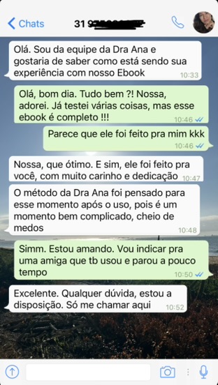 Print de conversa com uma leitora do método